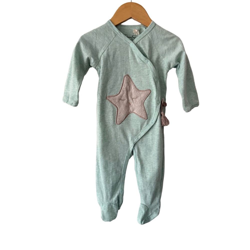 Jessica Simpson Mint Green Star Footie 3/6 Months New